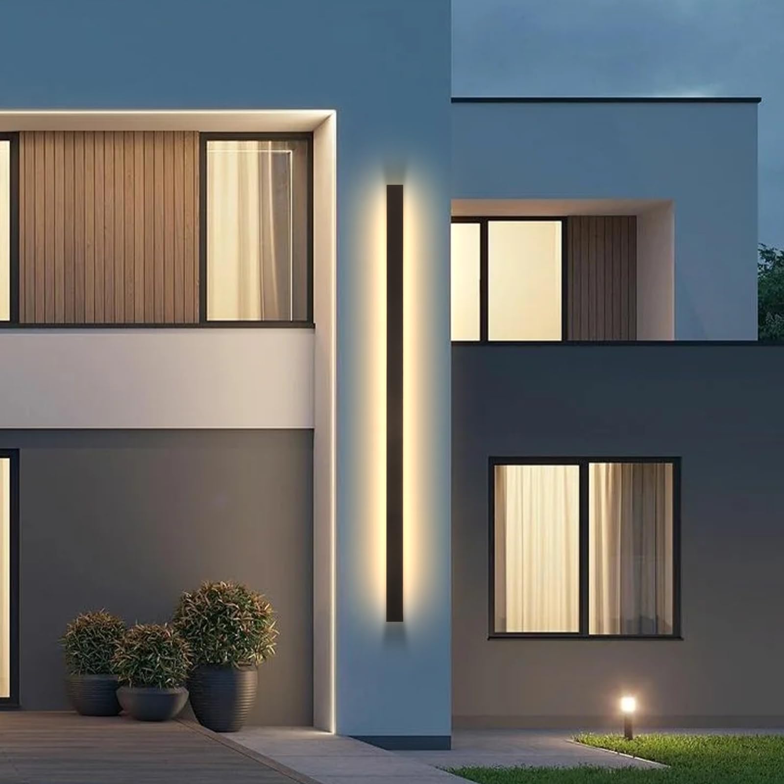 AioTio Black Outdoor Wall Light,79inch Modern LED Exterior Light Fixtures Wall Mount,3000K Waterproof Long Outdoor Linear Wall Sconce IP65 Waterproof,Outside Wall Lights for House,Porch,Patio