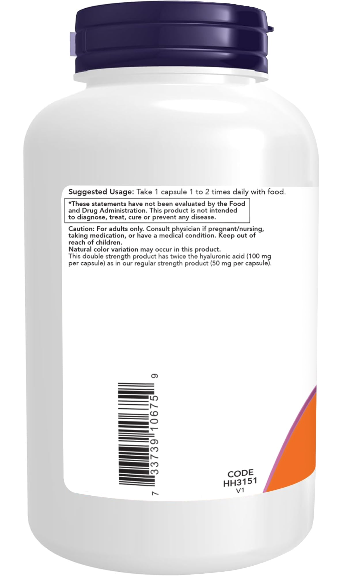 NOW Foods Supplements, Hyaluronic Acid 100 mg, Double Strength with L-Proline, Alpha Lipoic Acid and Grape Seed Extract, 180 Veg Capsules (1) — Amazon image 3