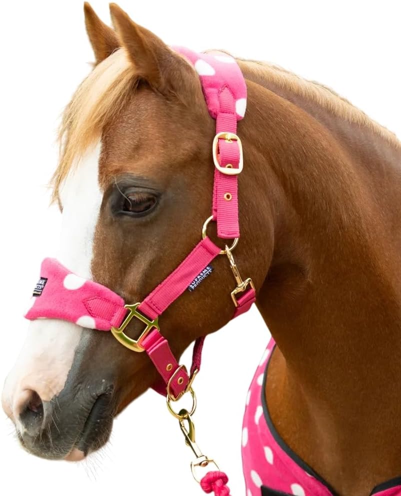 Supreme Products Dotty Fleece Horse Head Collar & Lead Rope (Full) (Paradise Pink)