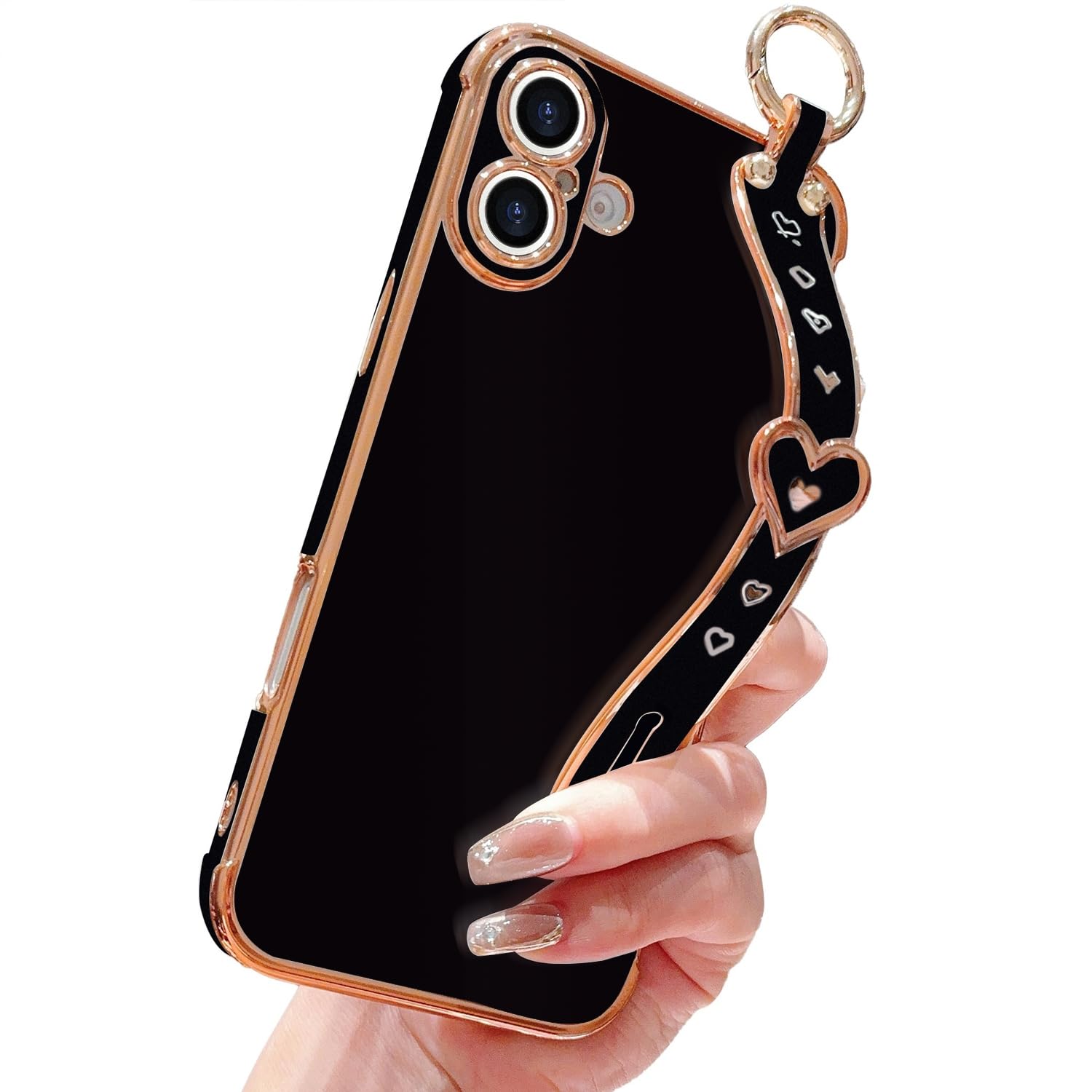 Coque iPhone 16 anti-choc avec sangle pour femmes actives