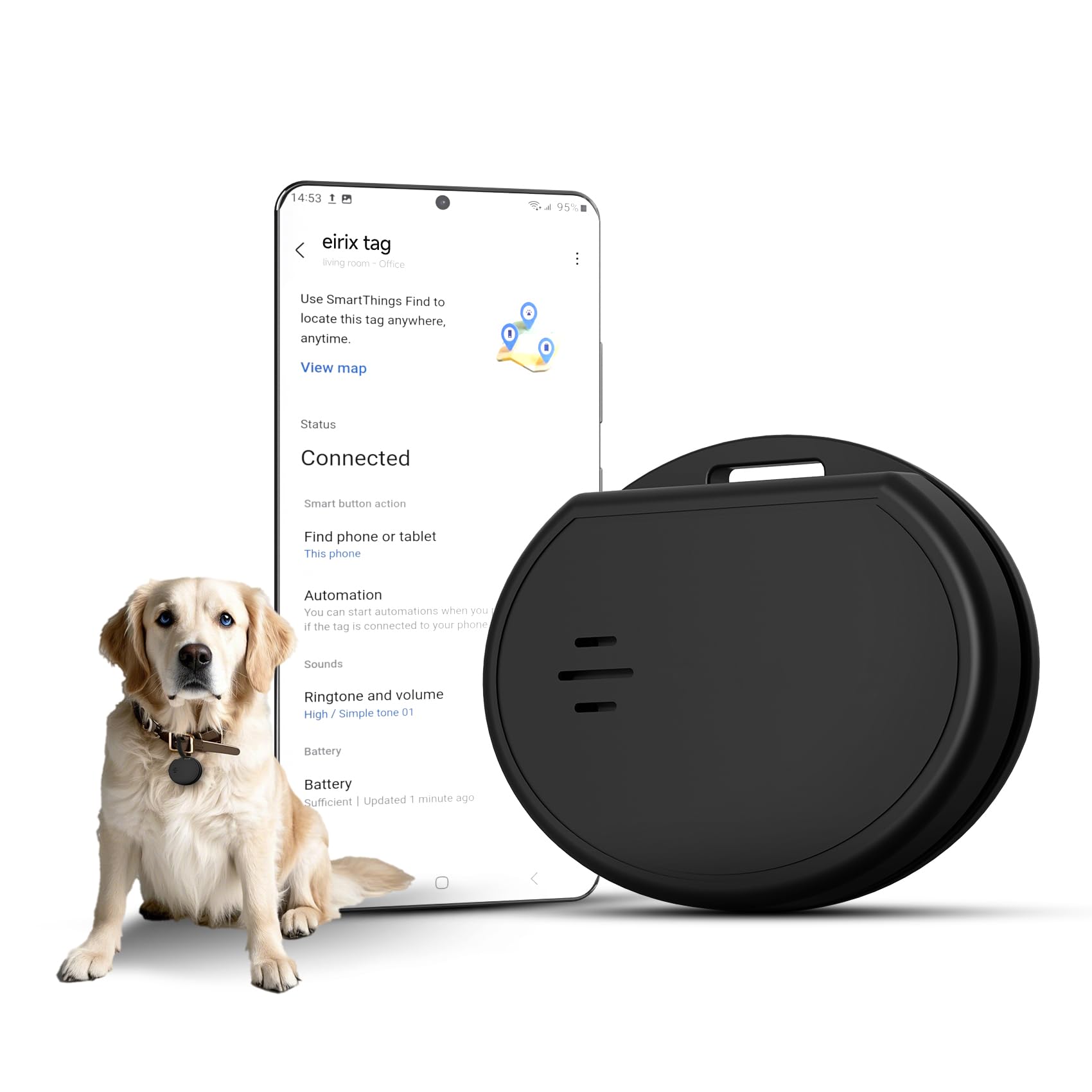 Smart Tags Tracker Work with Samsung 1-Pack, IP67 Waterproof, Keys Finder and Item Locator for Keys, Bags,Luggage Pets,Cats Dogs (Not for iOS and Android)