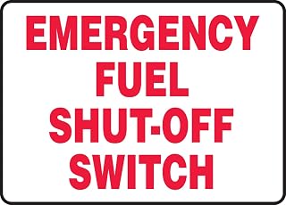 Accuform MCHL572VA Aluminum Safety Sign, Legend "Emergency Fuel Shut-Off Switch", 10" Length x 14" Width, Red on White