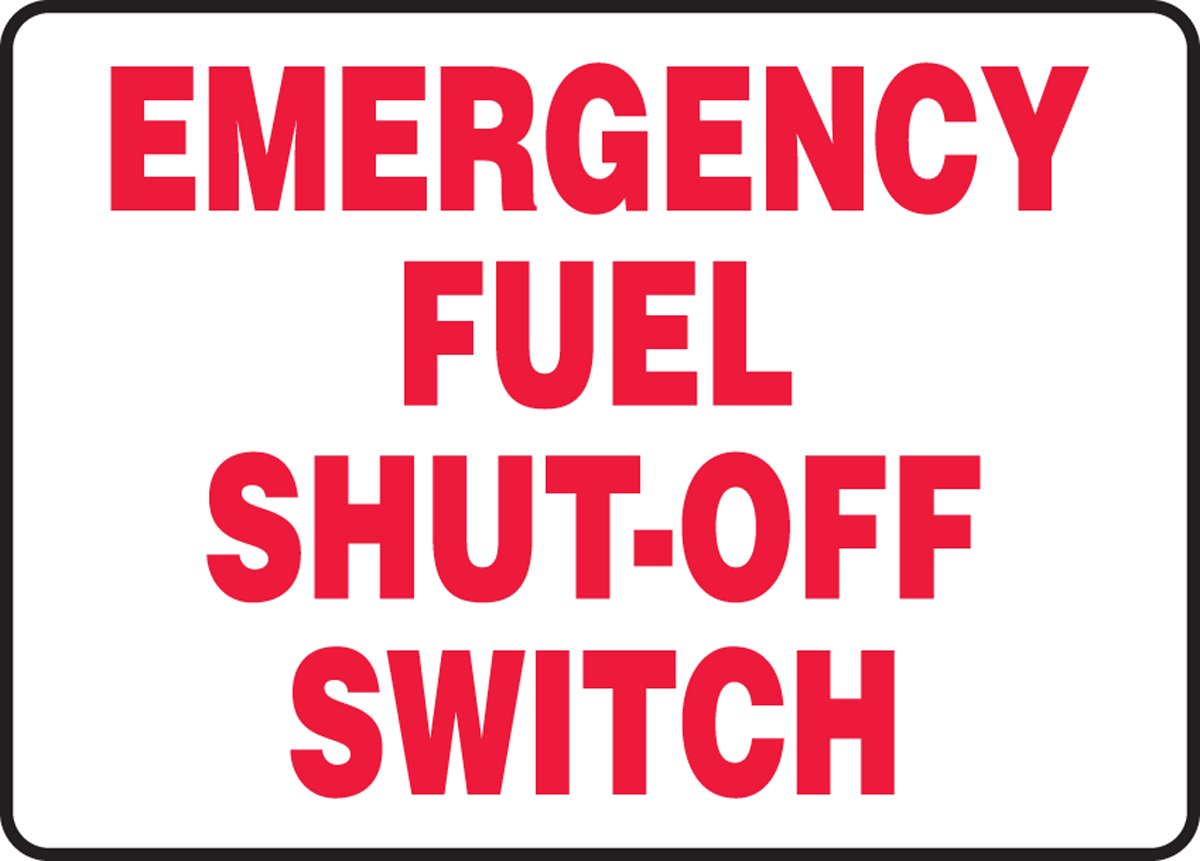 Accuform MCHL572VA Aluminum Safety Sign, Legend "Emergency Fuel Shut-Off Switch", 10" Length x 14" Width, Red on White