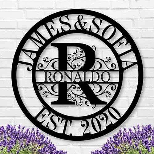 Riaeelvs Panneau en métal personnalisé, panneau de nom de famille, art mural avec lettres séparées, décoration d'intérieur, cadeaux monogrammés personnalisés pour mariage, décoration murale extérieure