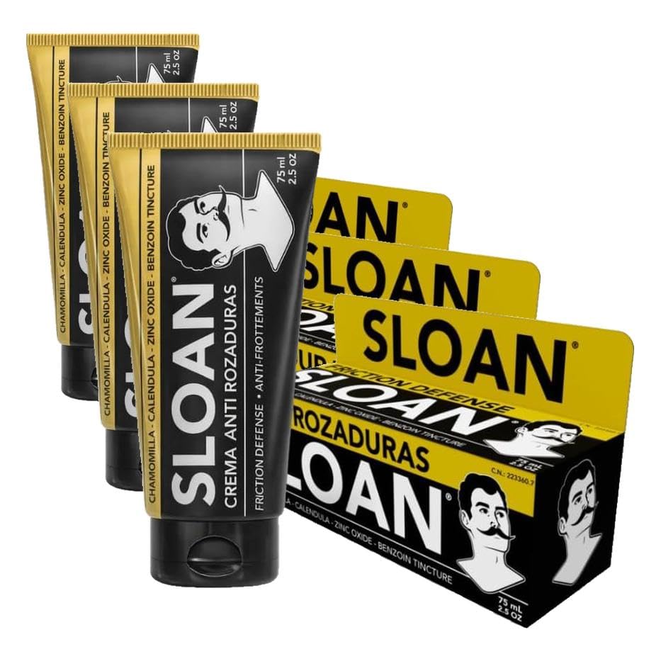 SLOAN Crema Anti Rozaduras 75 ML Barrera Protectora con Óxido de Zinc, Caléndula y Manzanilla Terapia Avanzada contra Fricción e Irritación (Paquete de 3)