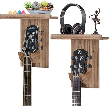 Amazon.com: Ganchos de pared para guitarra, 2 unidades, soporte de pared  para guitarra, estante para guitarra con soporte para púas para ukelelele,  bajo, mandolina y guitarra eléctrica con 10 púas de guitarra