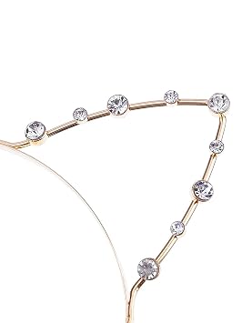 Crystal Rhinestone Metal Cat Ear Headband Hair Bands, 2 Pieces, Gold and Silver