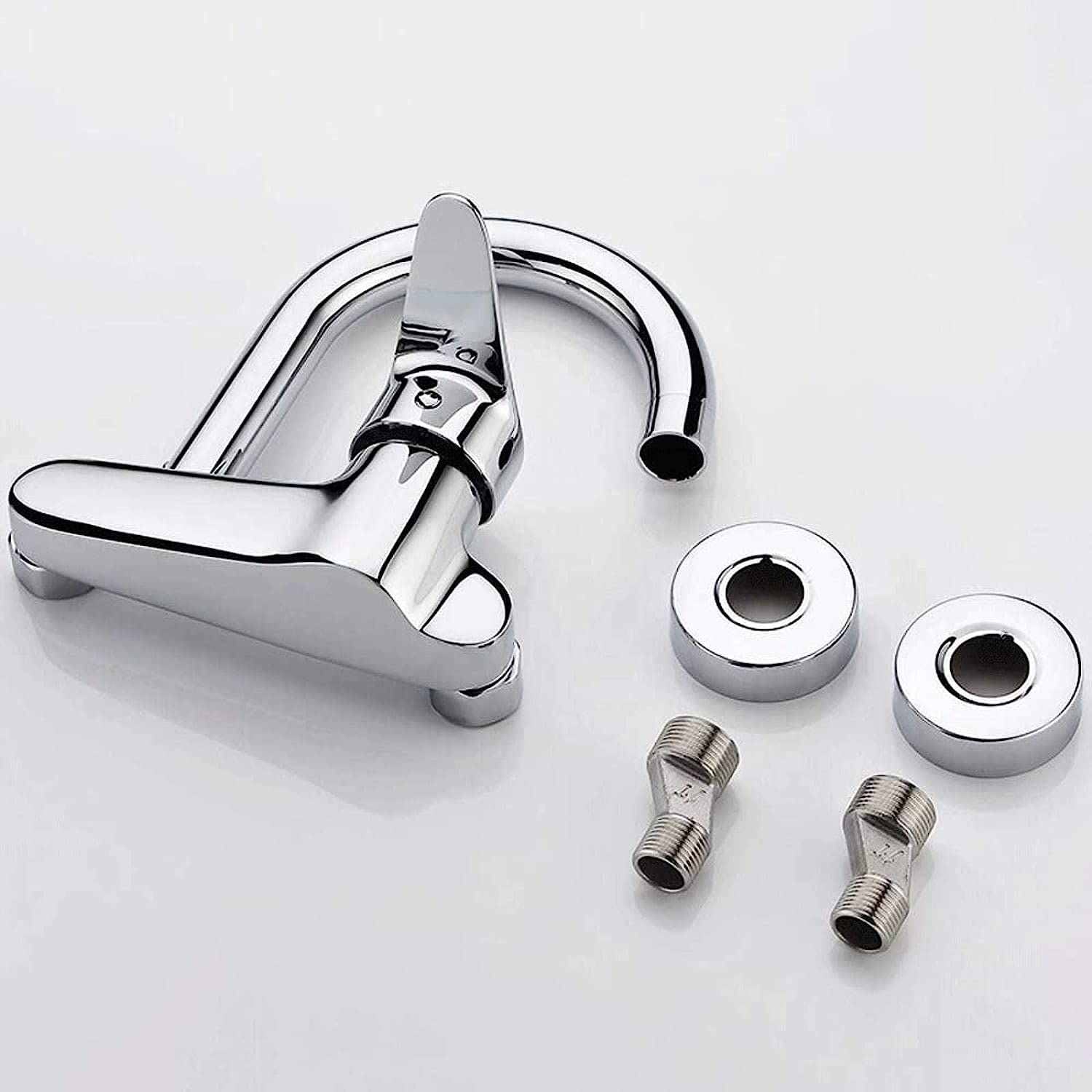 Rubinetti per lavello da Cucina Moderno, rubinetti Caldi e Freddi in Rame Pieno, Rubinetto a Doppio Foro, Maniglia Singola, Rubinetto in Ottone Senza Piombo, lavabo a Parete, Miscelatore Cro