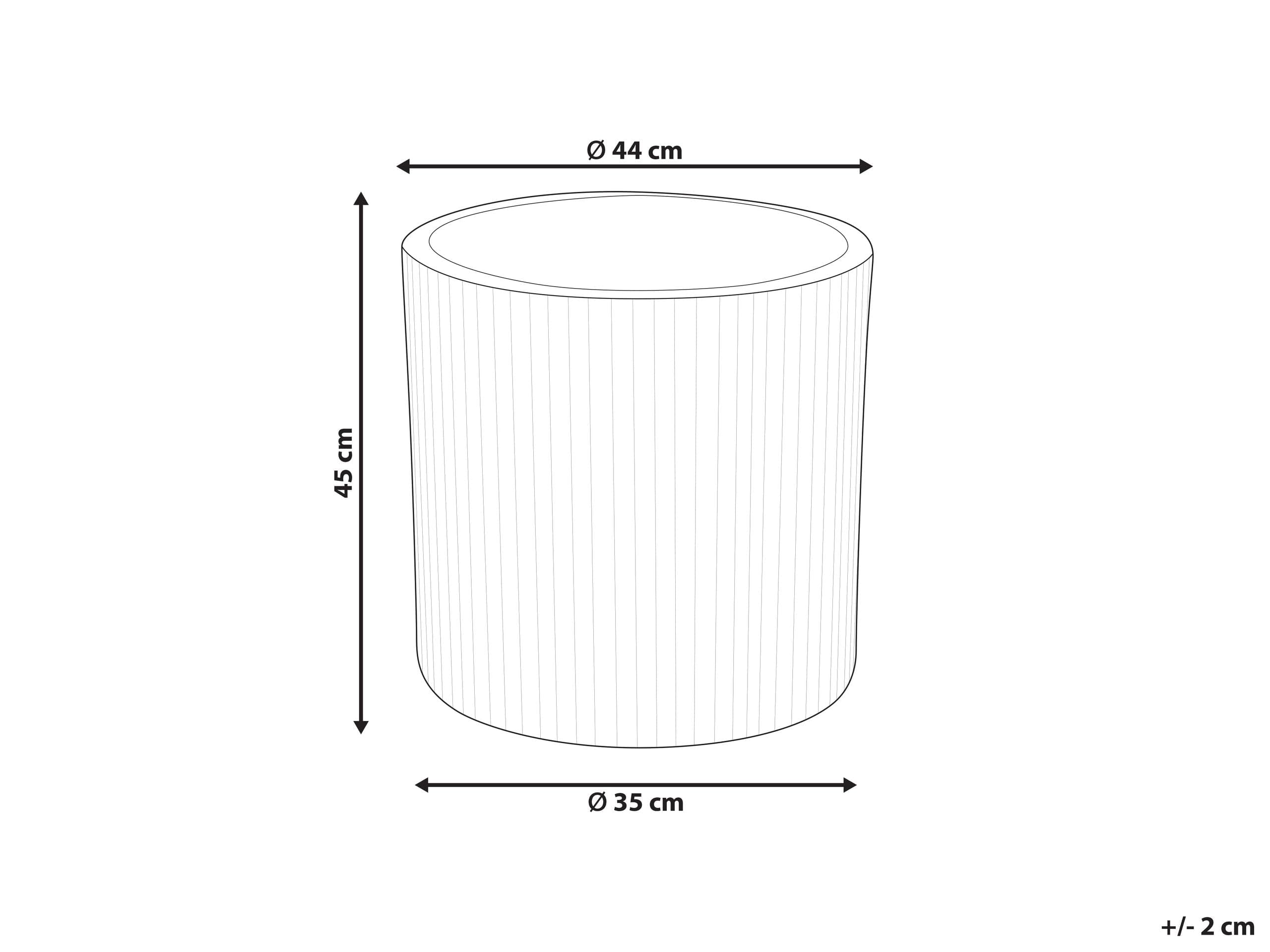 Blumentopf Ton und Glasfaser grau rund 45 x 45 x 45 cm mit Rillen modern Oreoi