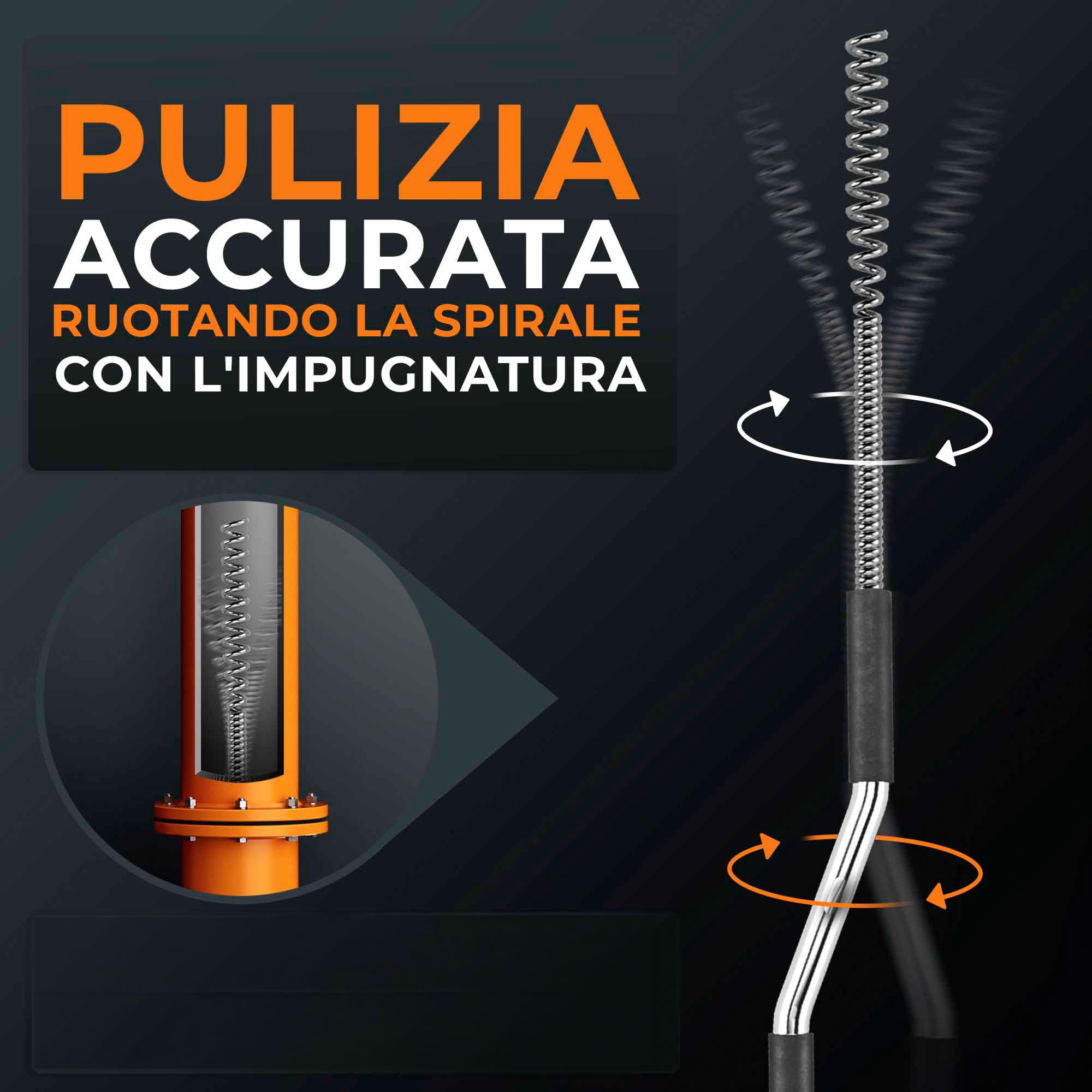Meisterfaktur Sonda Sturatubi per Pulizia 3.0 [30m] - Estremamente Lunga - Molla Stura Tubi Ideale per Scarichi Intasati in Profondità - Sonda Idraulica per Tubi e Sifoni per Amanti del Fai da Te!