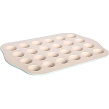 Tasty Clean Ceramic 24-Cup Mini Muffin Pan, Durable Aluminized Steel for Professional Results, Clean Ceramic Nonstick Coating, Oven Safe to 425F, Dishwasher Safe, Aqua
