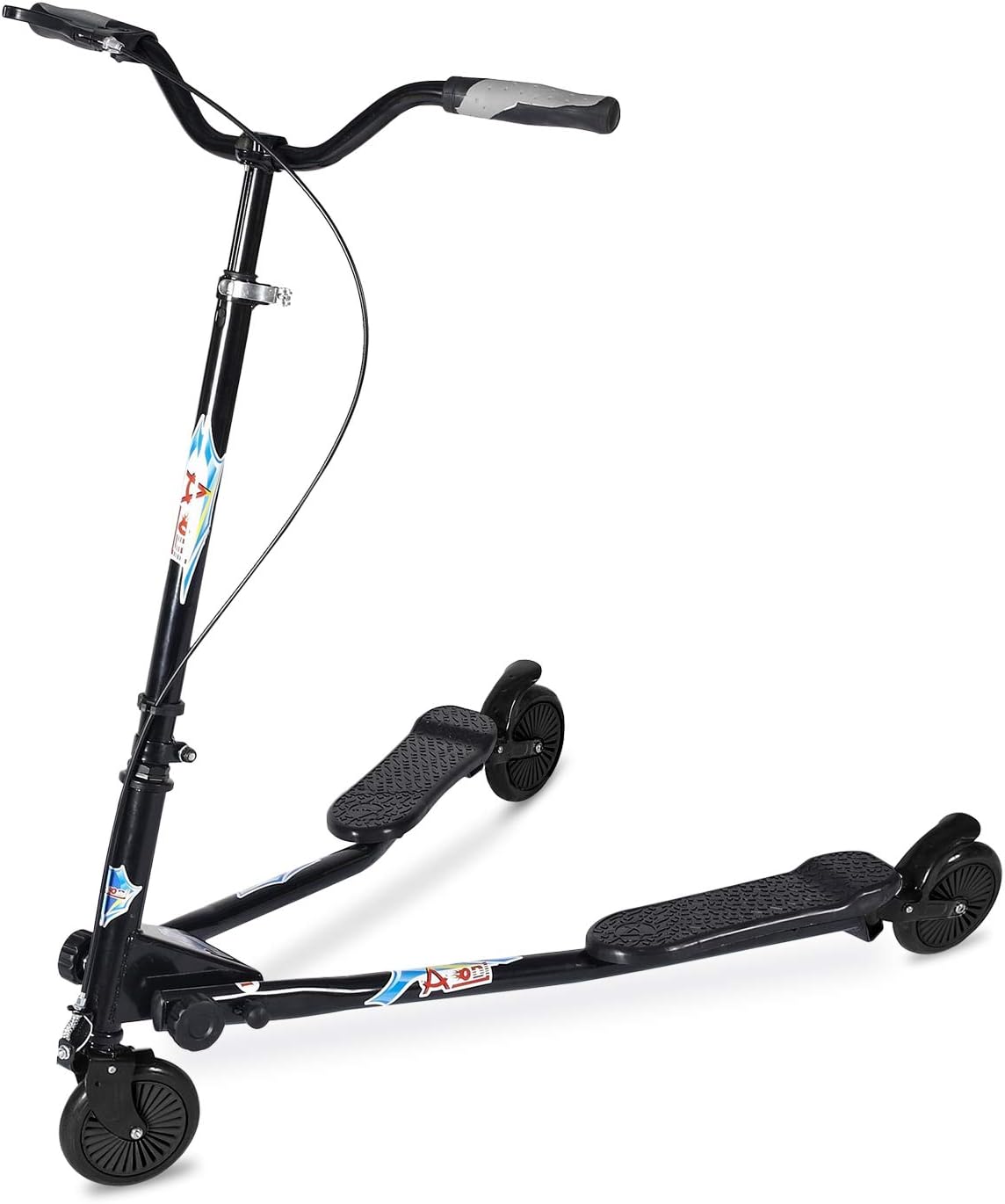 Swing Wiggle Scooter, 3 Wheels Drifting Folding Kick Scooter with 4-Level Adjustable Height/Foldable for Kids/Teen/Adult Age 6+ Years Old