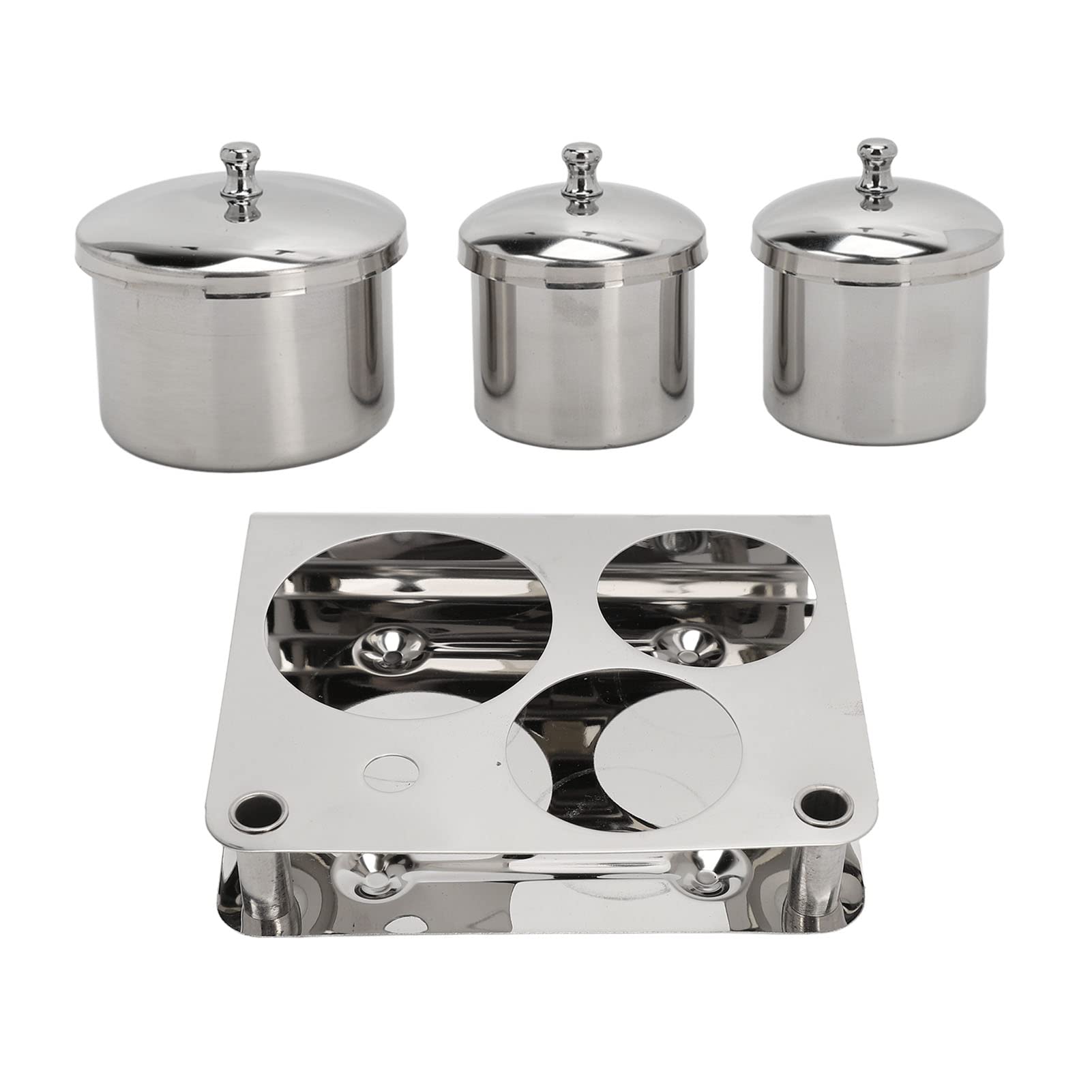 Stainless Steel Nail Powder Holder, Dustproof Smooth Surface Nail Art Equipment Cup with Lids, Thickening Sturdy Compact Manicure Tools for Nail