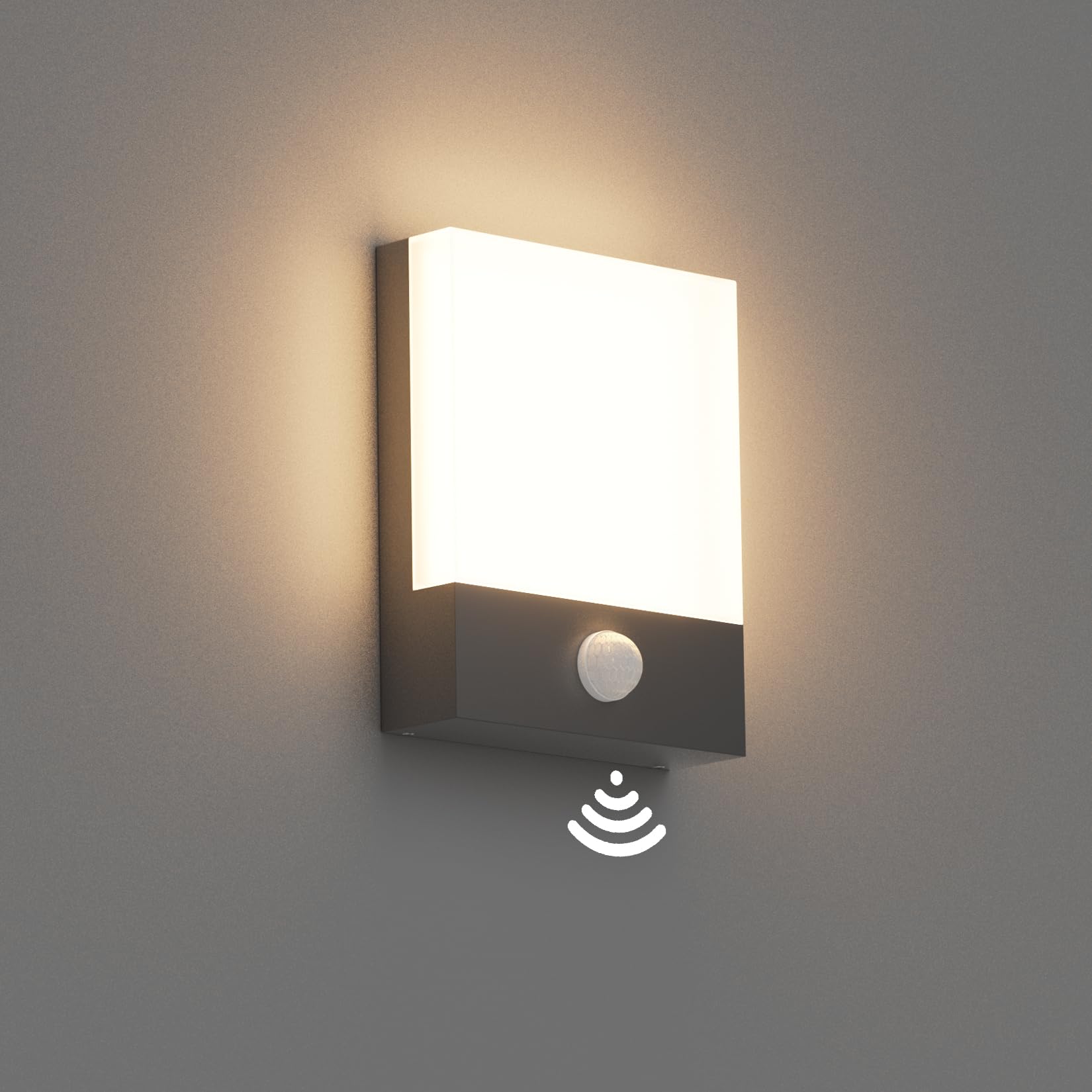 Klighten 24W LED Außenwandleuchte mit Bewegungsmelder Dunkelgrau IP65 3000k