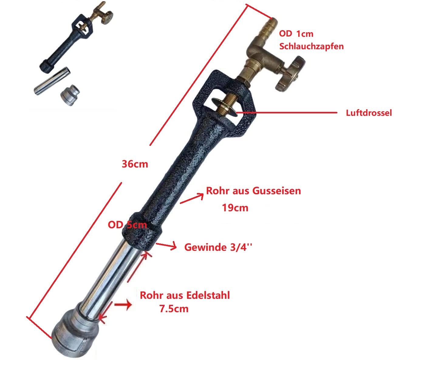 Brûleur D'allumage Gaz Naturel 2 Flammes Droit - Pour Tube 6 Mm, Référence 14 - Pour Cuisinière, Four, Chauffe-eau - 2