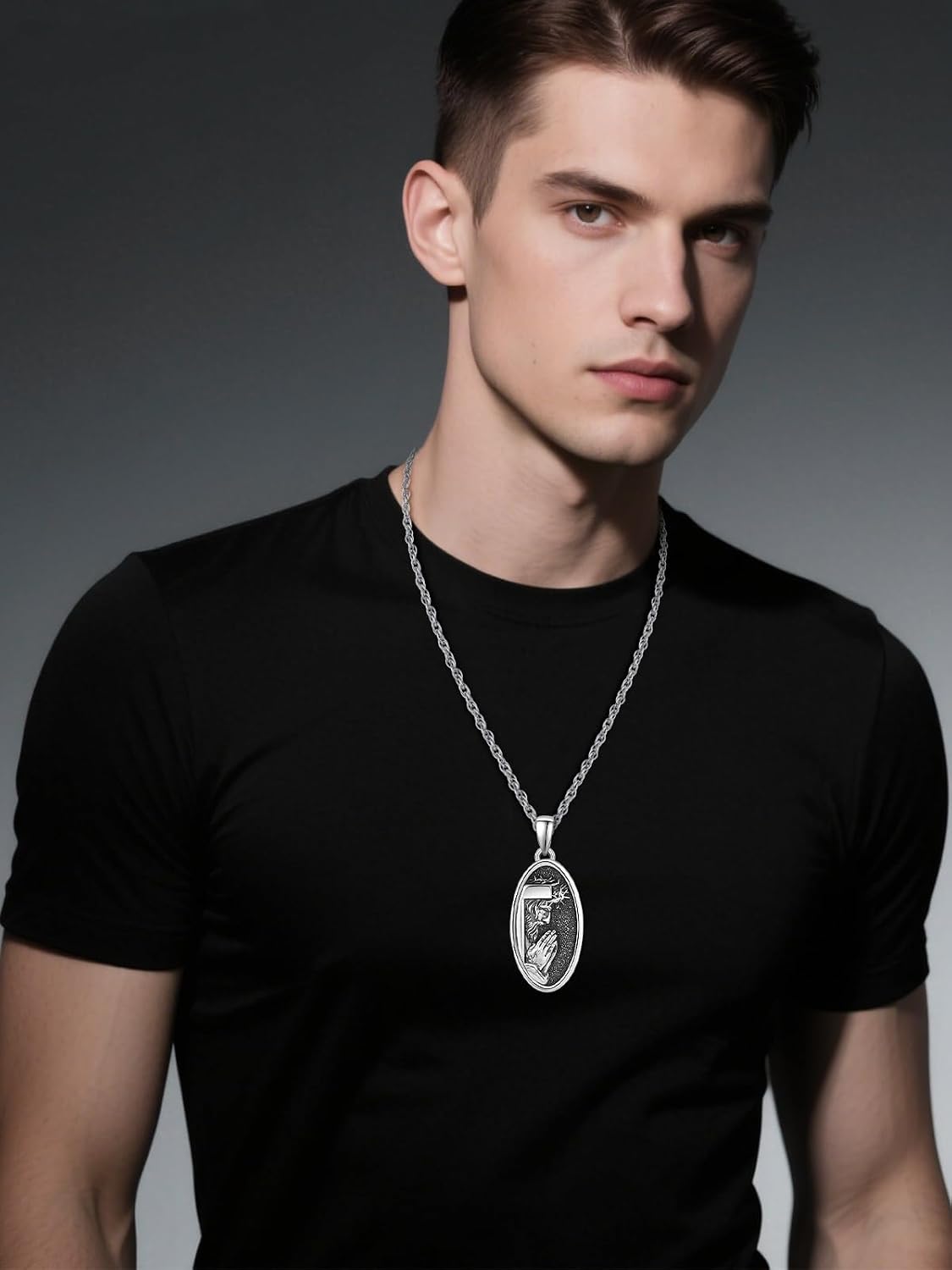 925 Sterling Silver Jesus Necklace for Men - Christian Pendant Necklace Jewelry Gift