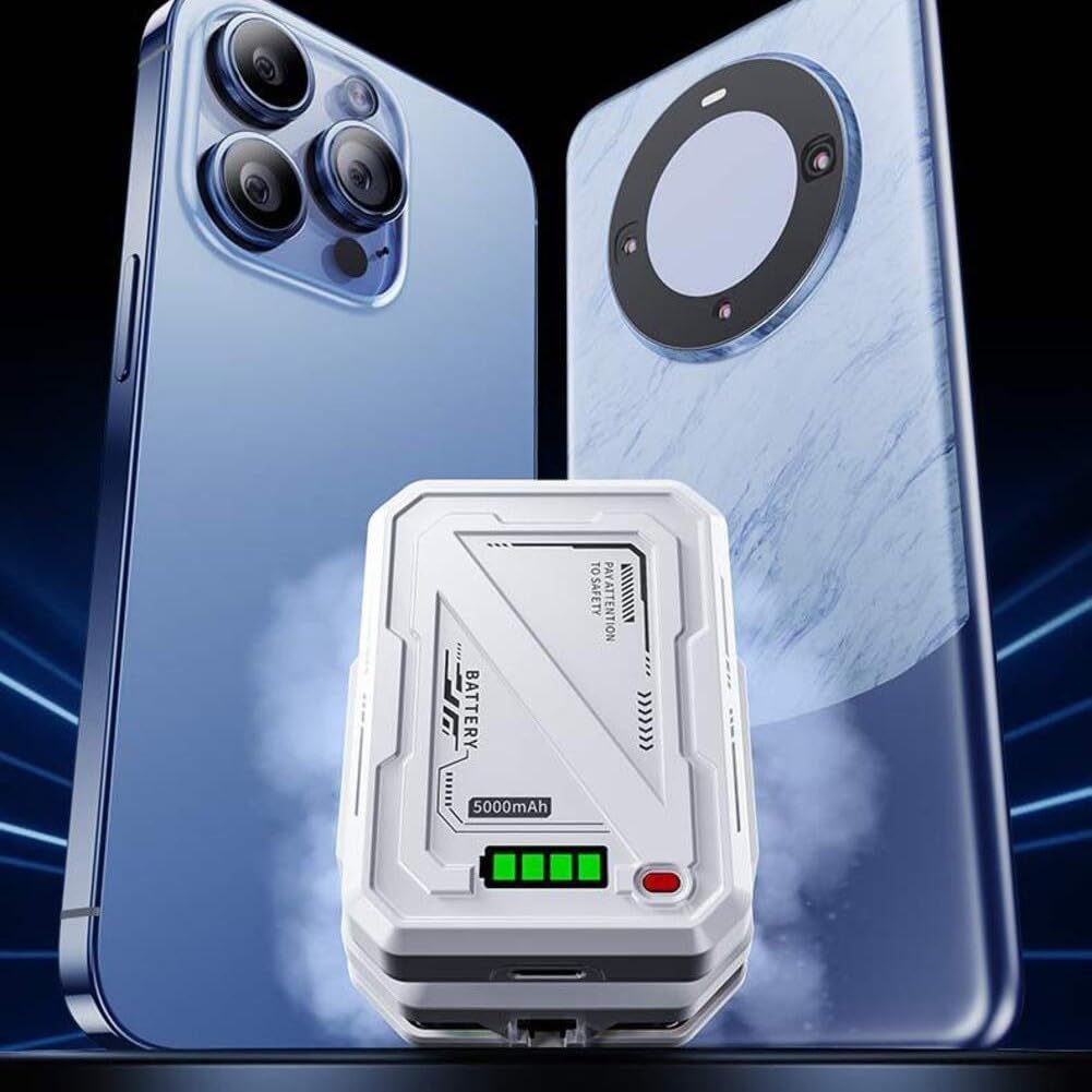 Handy-Kühler, 15 W magnetischer Telefonkühler mit wiederaufladbarem Akku, schnelle Kühlung, Power-Anzeige für Handys, Tablets und iPads, 56 x 44 mm (3000 mAh)