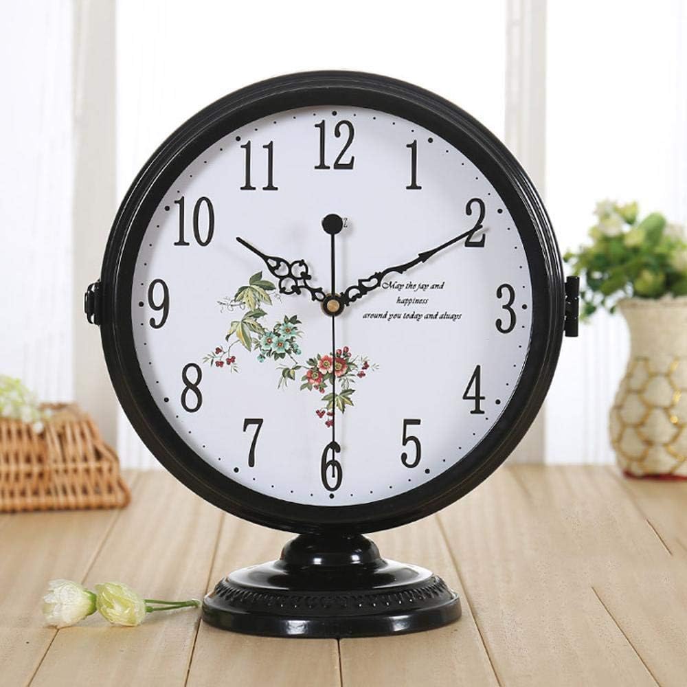 Mantel Clock Mute Modern Double-Sided Clock Living Room Creative Sitting Pendulum Piece 30x33x15cm (O) (K)