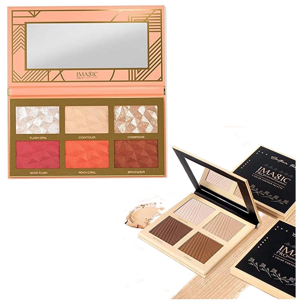 Gujas Combo Of Imagic 4 In 1 Contour Palette And 6 In 1 Blush And Highlighter Palette-image-3