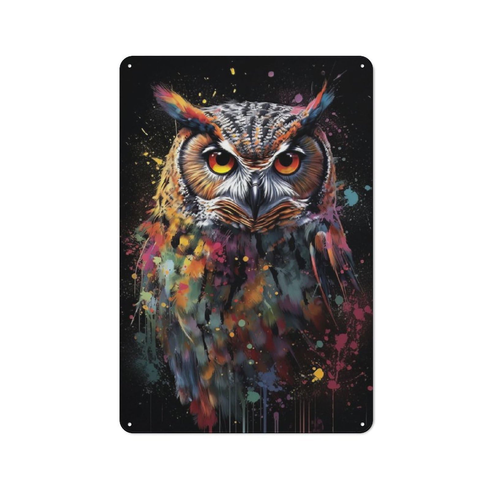 Junmoney Owl Painting Printed Metal Sign 30X20cm For Kitchen Or Home Bar, Housewarming Present For People Styling Kitchen And Home Bar