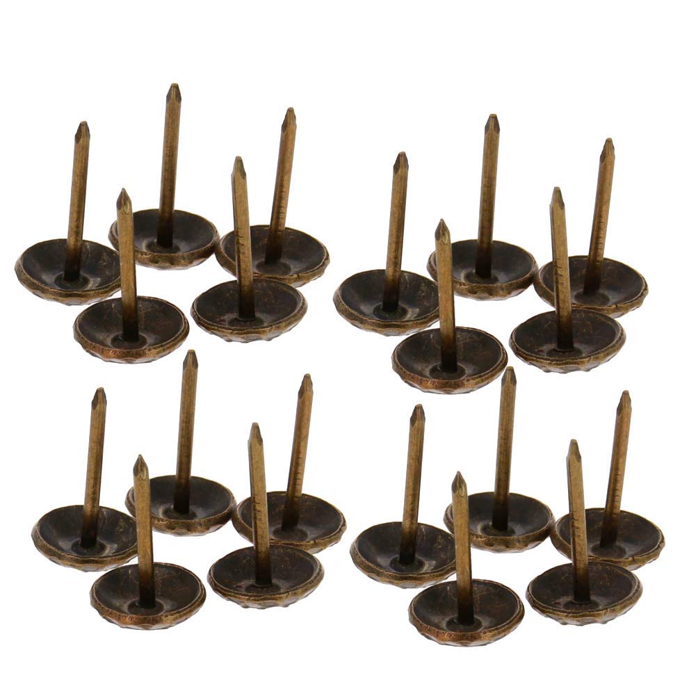 Teppichnägel, 11 mm Kopfdurchmesser, antike, runde Daumen-Reißnadeln, silberfarben, for Möbel, Sofa-Kopfteile und mit Nickel-Finish, DIY, 40 Stück(Bronze Tone)