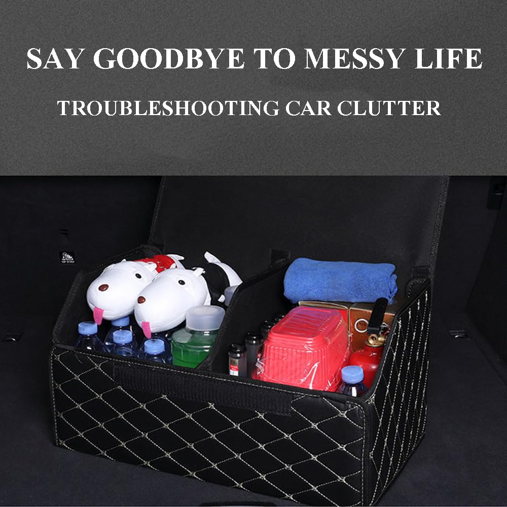 Organizer per Auto per Citroen DS3 DS4 DS5 DS7 DS9, Organizer Bagagliaio Auto, Borsa Pieghevole per Baule Organizzatore Portabagagli Organizer per Baule Auto con Coperchio,Black+Red-40 * 30
