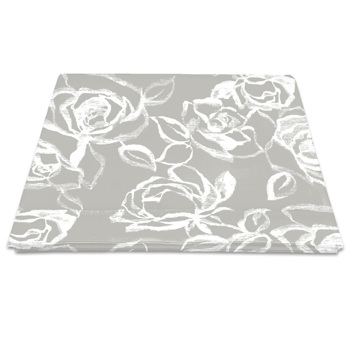 Pizuna Cotton Simply Floral Silver Print Flat Sheets - 1 Pc, 400 Thread Count, 100% Long Staple Cotton, Sateen Printed Bedding Set (King Size Bed Sheet, 275x280)