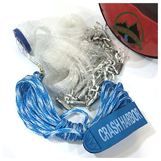 Crash Harbor Outdoors Cast Net for Bait Fish with Carrying Case, 3/8inch mesh, 4ft Radius