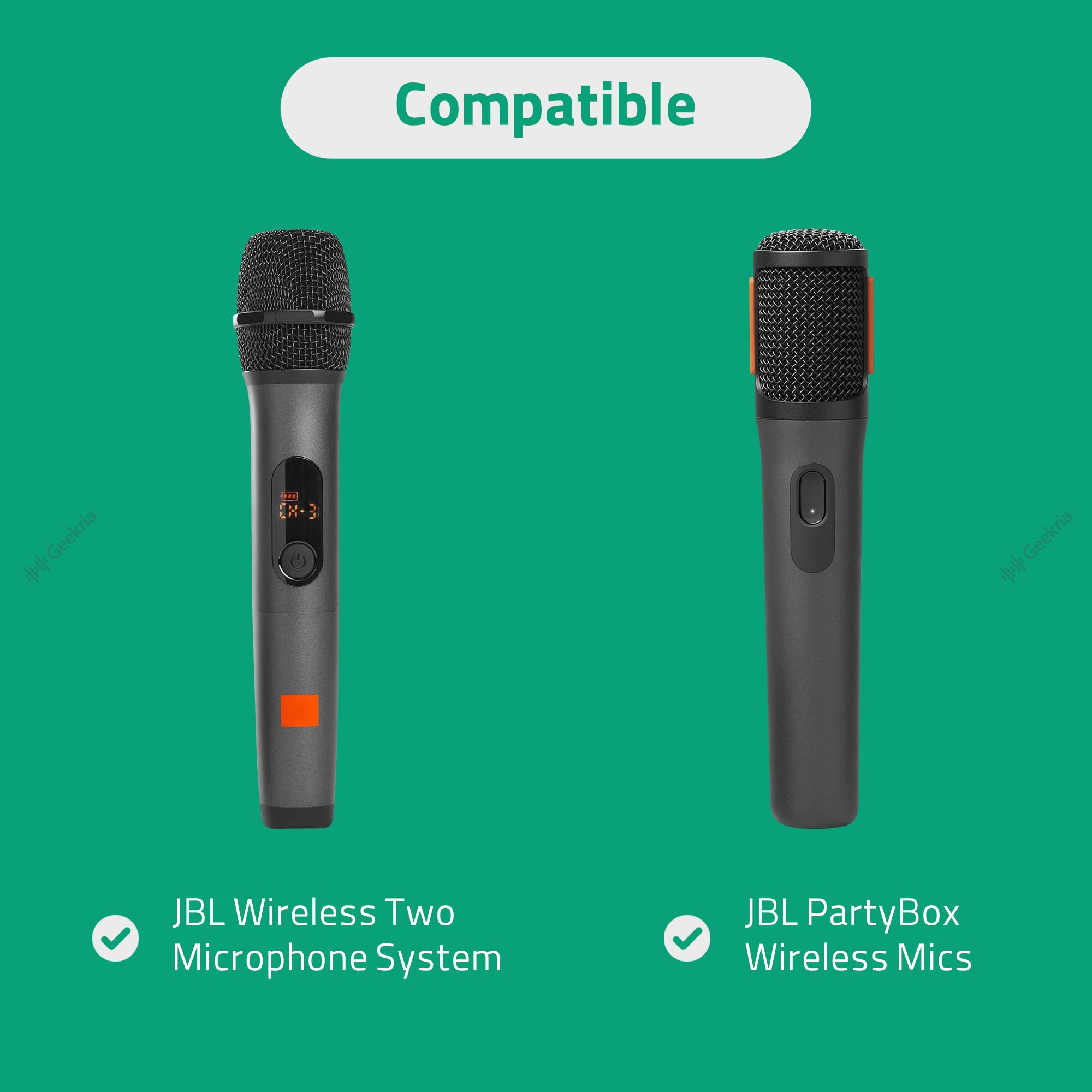 Custodia microfono wireless Geekria, compatibile con JBL Wireless Two, JBL PartyBox, Bietrun, borsa protettiva doppio microfono a mano con 2 coperture (Nero)