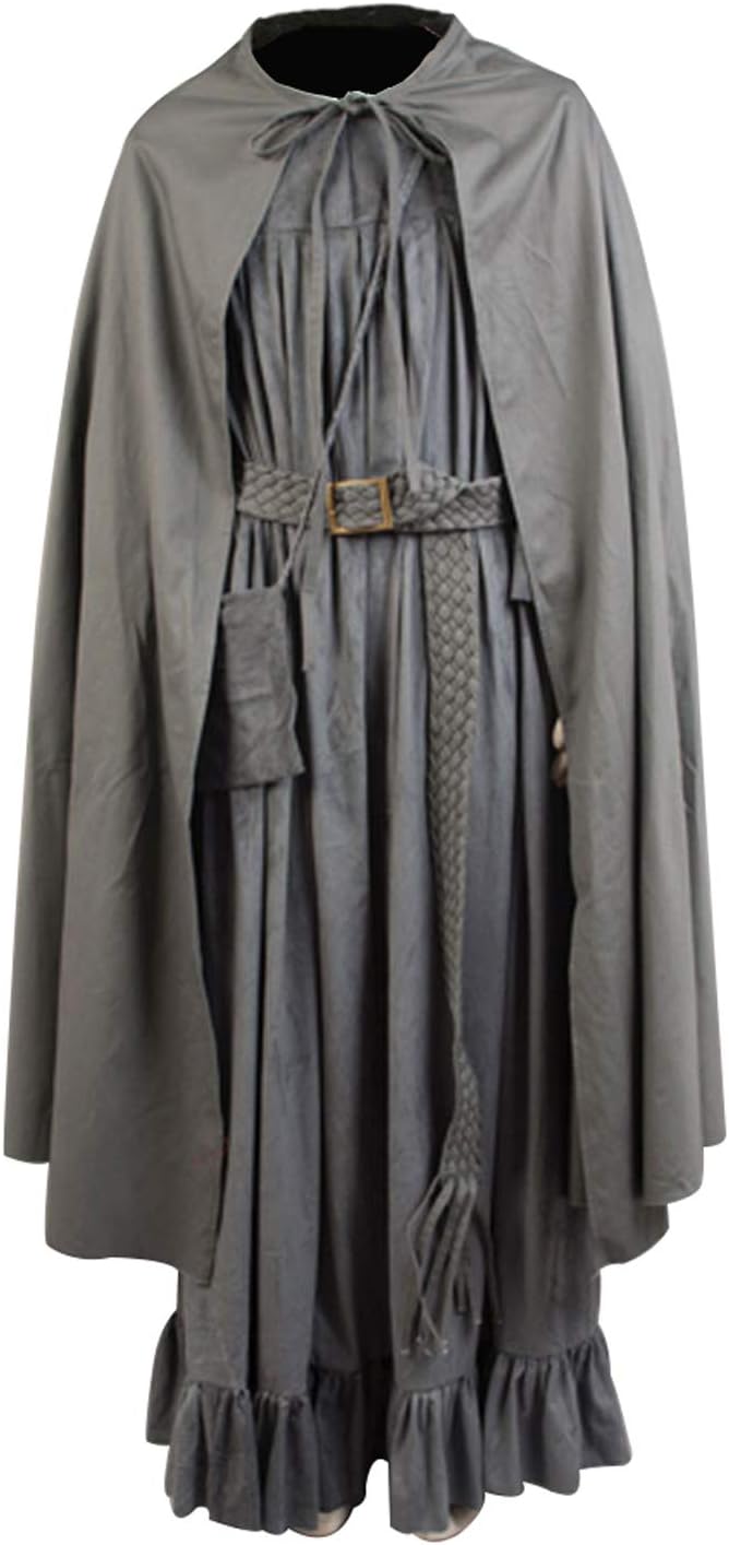 Ya-cos Men's The Fellowship of The Ring Gandalf Cosplay Costume Robe Cloak Grey/Brown