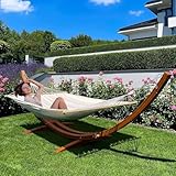 ECOTOUGE 13 FT Hammock with Stand, Heavy Duty Hammock Stand, 2 Person Heavy Large Hammock Bed for Porch, Patio, Balcony, Garden, Backyard, Load 550lbs 550LBS, White-Yellow