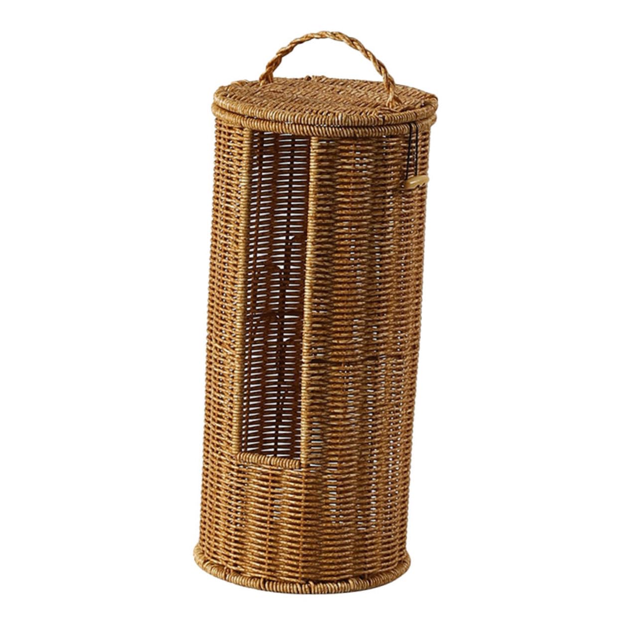 PRETYZOOM Handmade Storage Basket with Lid Organizer for Towels and Toilet Paper Versatile Use Design for Bathroom Living Room and Bedroom Decor