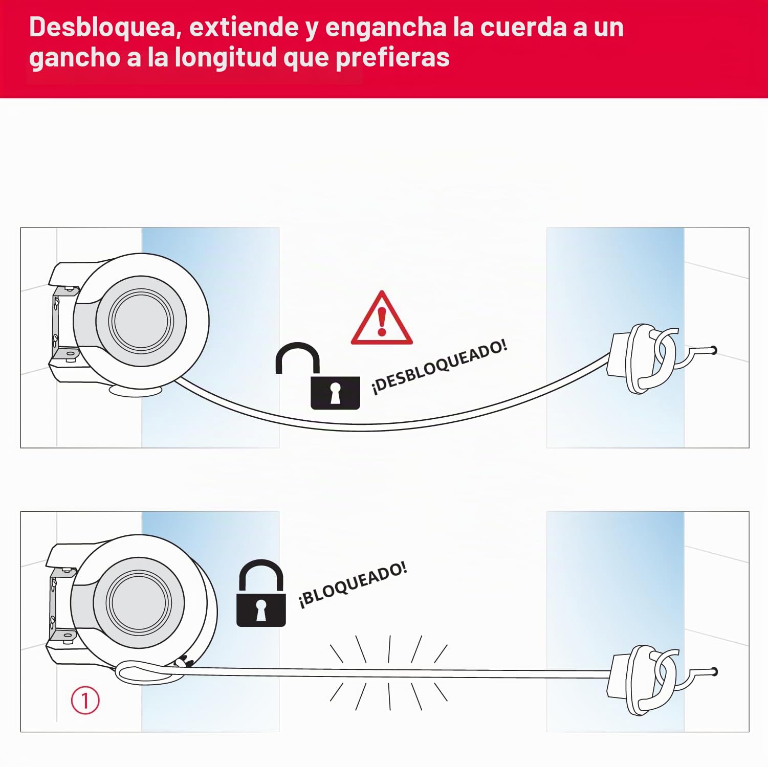 Metaltex SKOMER - Tendedero Doble Cuerda Enrrollable INTERIOR/EXTERIOR Hasta 30M de Tendido
