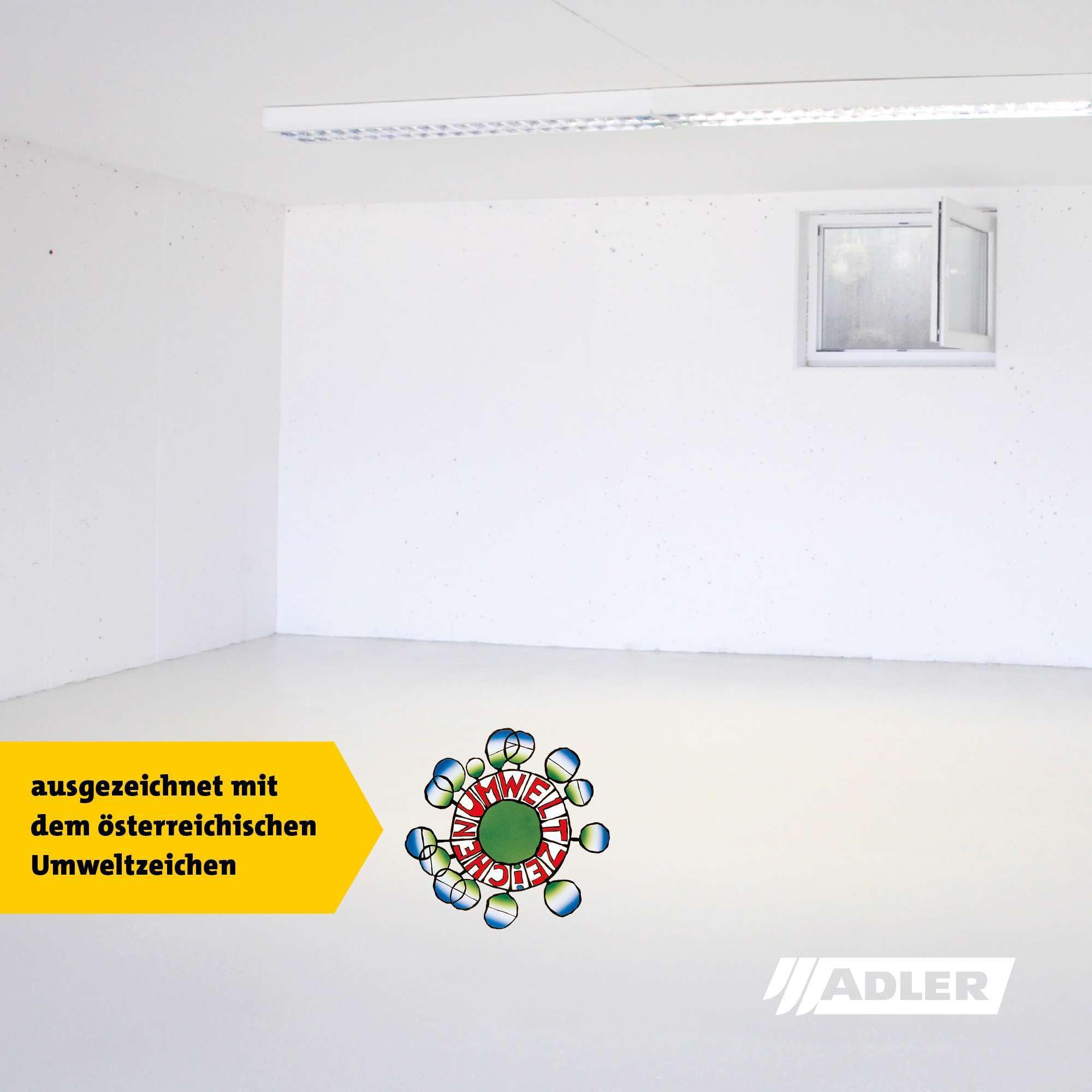 ADLER Kellerraumfarbe - weiße, geruchsneutrale Silikatfarbe - 14kg - ohne Lösemittel, Weichmacher und Konservierungsmittel