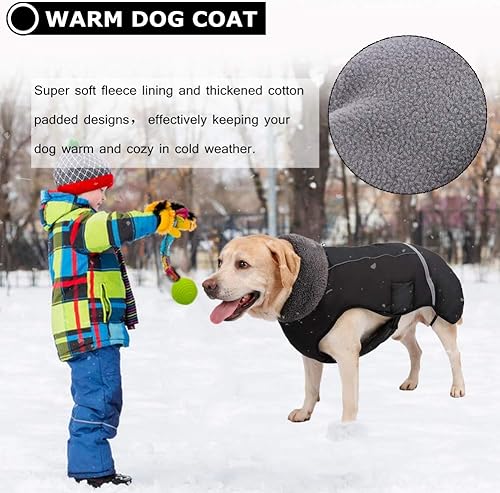 Miniatura 5 de Abrigo de perro cálido reflectante chaqueta de invierno, impermeable a prueba de viento para perros fríos, forro polar grueso para mascotas, chaleco