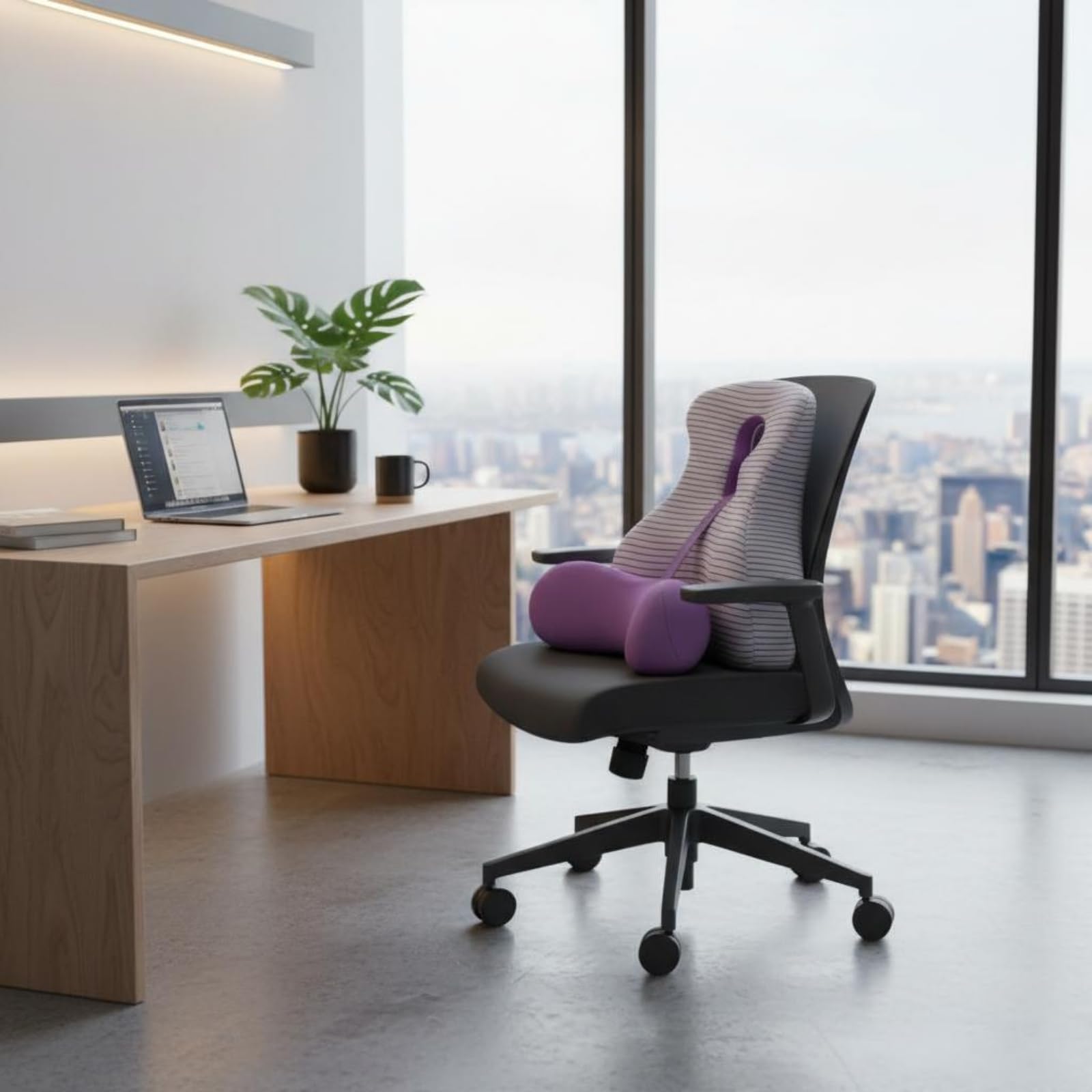 Amagogo Cojín Lumbar de Apoyo Respaldo Almohada Soporte Cojín con Centro Abierto para Ventilación y Descarga de Presión Espuma Viscoelástica de Moldeado, Gris, 42 14 49 Cm