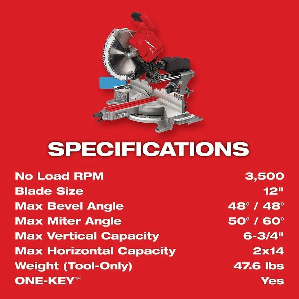 2739-21HD Cordless Power Miter Saw for Milwaukee M18 FUEL 18V 12" Dual Bevel Sliding Compound Miter Saw Kit