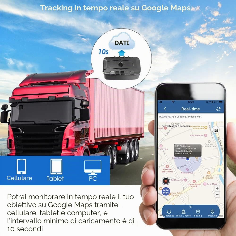 TKMARS 4G Localizzatore GPS per Auto Senza Abbonamento GPS Tracker 20000 mah con Tempo di Standby Ultra Lungo per Barche, Flotte, Camper, Camion, Container, Taxi, Autobus, Motociclette