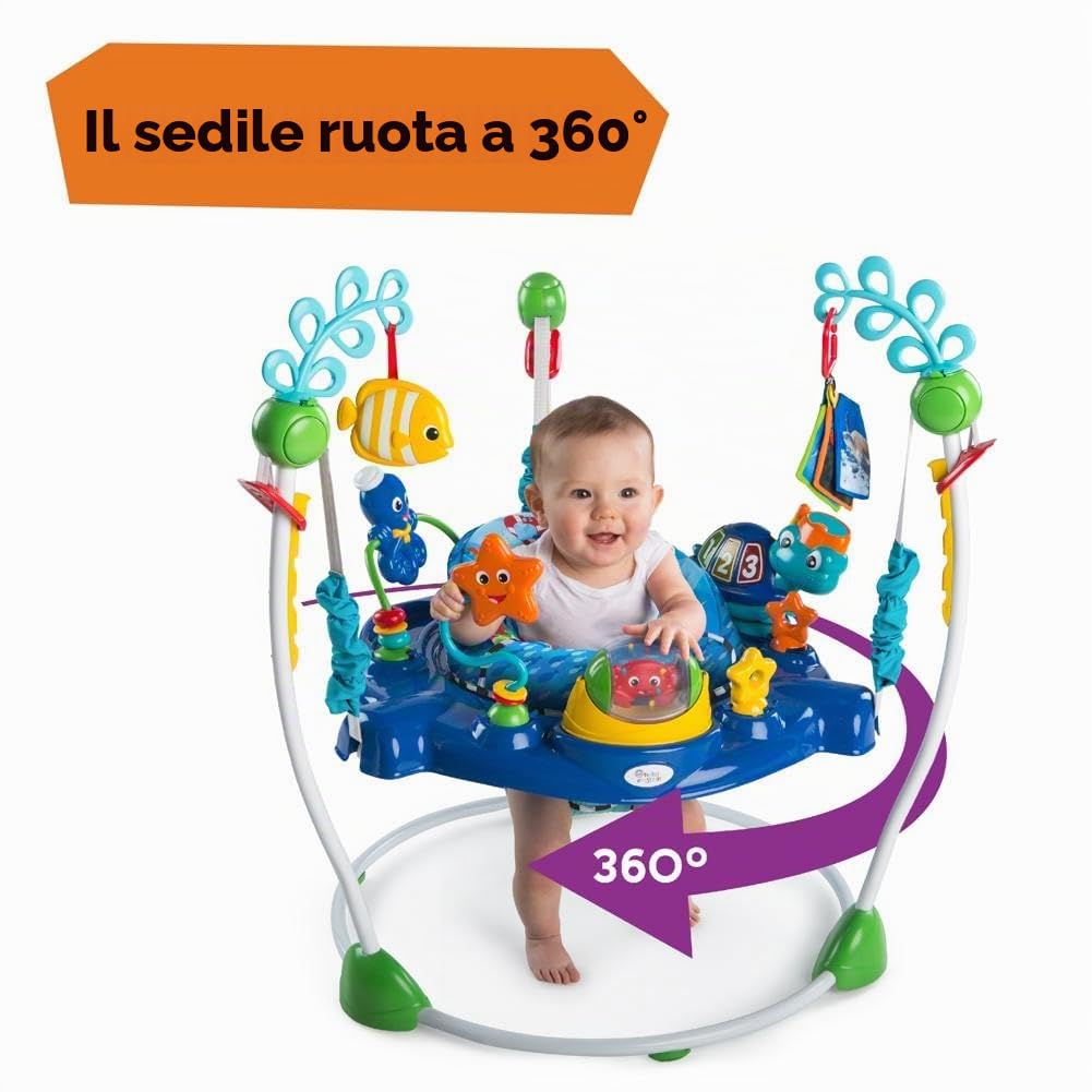 Baby Einstein Neptune's Ocean Discovery Centro Giochi e Attività, 15 Giochi, 3 Lingue, Girello con Musica e Luci, Sedile Girevole 360°, Regolabile, da 6 Mesi