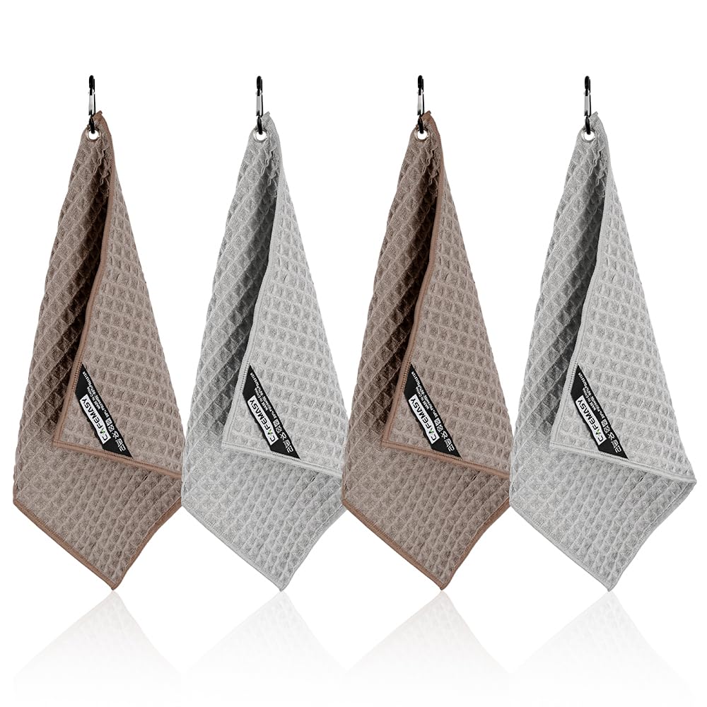 CAFEMASY Microfiber Barista Towels, 4pcs Set - Absorbent Cleaning Cloths with Hook for Espresso Machine, Steam Wand, Coffee Bar Counter