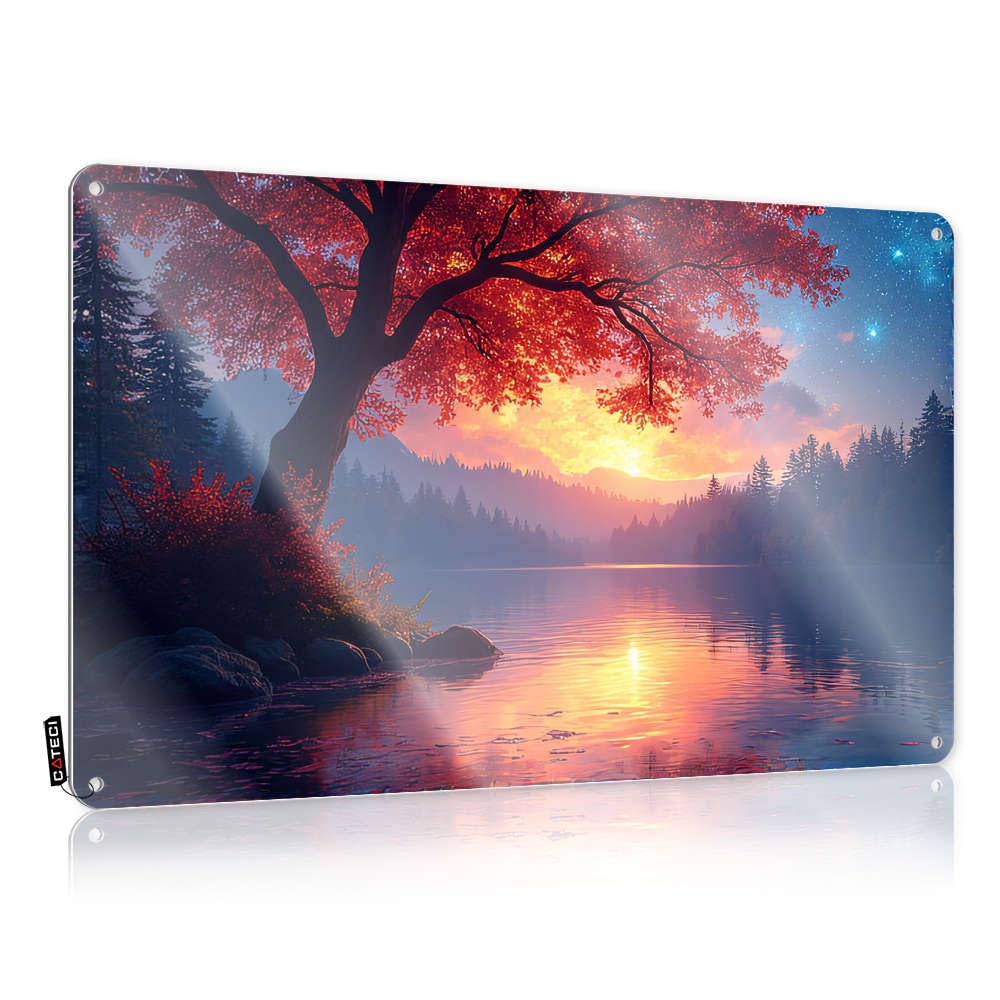Fzfn Colour Cool Bedroom Accessories Accessories Retro Wall Art | Autumnal Sunset By The Lake Nice Decorative Wall Art Ready To Hang For Outhouse(30X40cm)