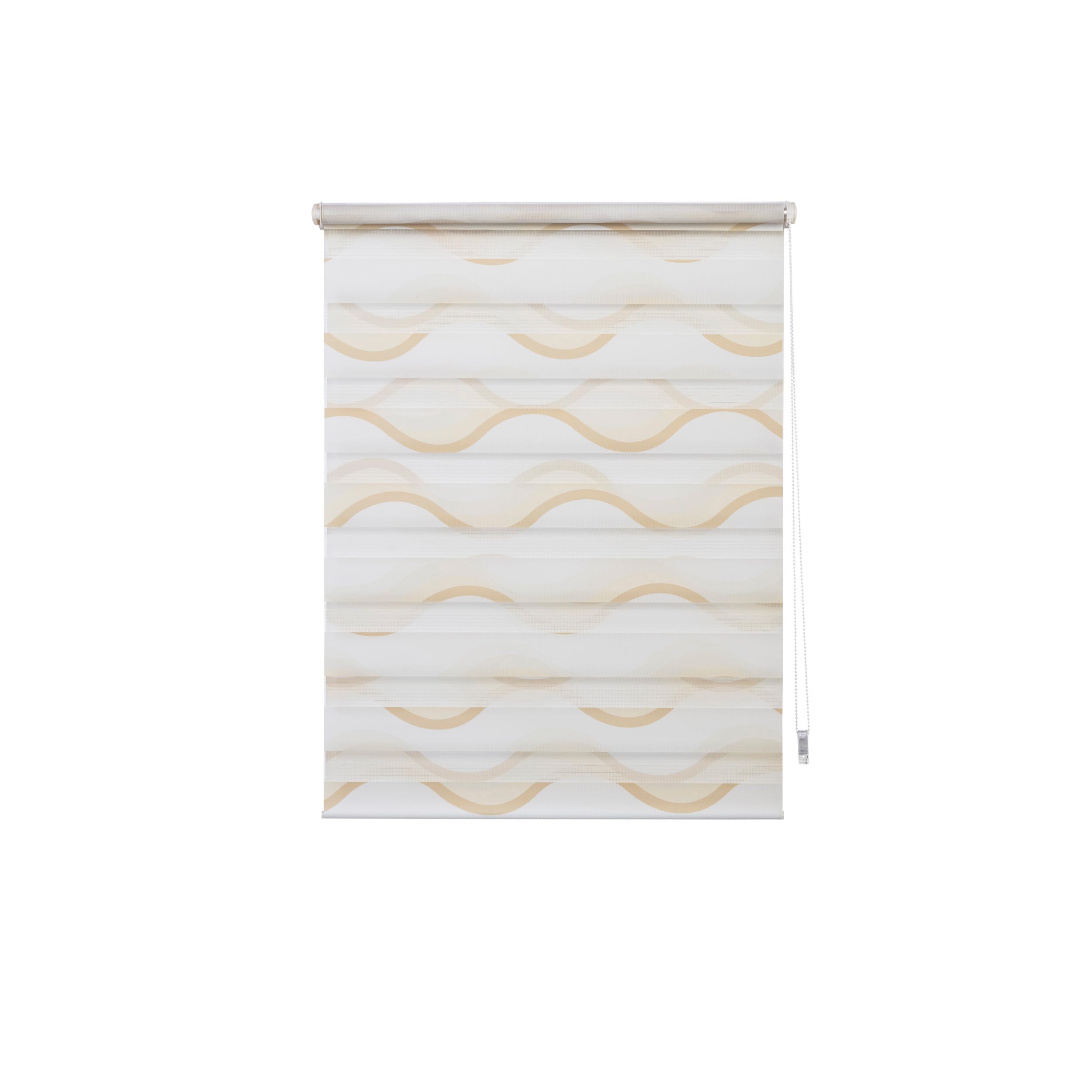 K-Home Klemmfix, tenda doppia a rullo, Madrid, senza fori, con stampa ondulata, 30 x 150 cm (larghezza x lunghezza), colore beige