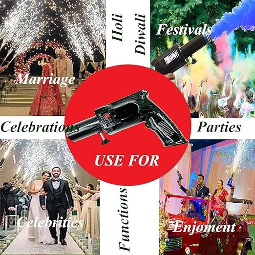 Image of Handheld Sparkler Pyro Gun, Plastic Cold Pyro Gun For Private Parties, Functions Pubs Events All Kind Of Celebrations (Pyro Gun, Battey & Pyro Not Included), Black