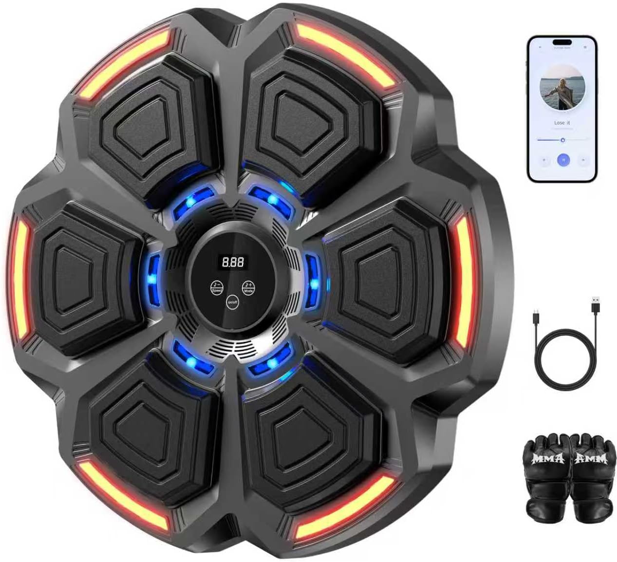 Music Boxing Machine for Adults and Kids,Music Punching Machine with Gloves,Wall Target Punching Workout for Men Women,Reflex Training Suitable for Home,Office,Gym