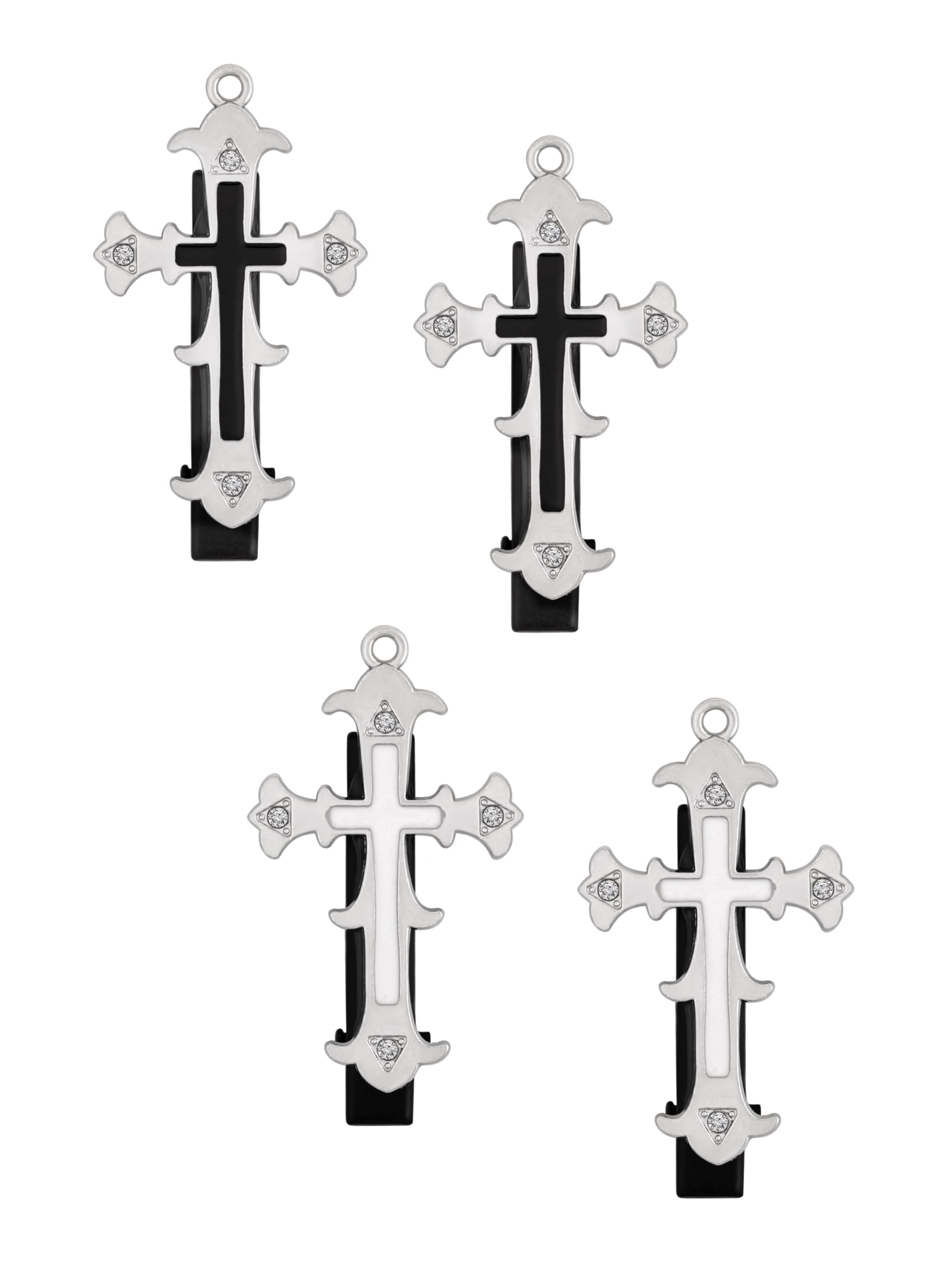 HAQUIL 4PCS Cross Hairpins, Goth Gothic Hairclips, Punk Hair Clips, Hair Barrettes, Jewelry Charm Accessories for Women and Girls