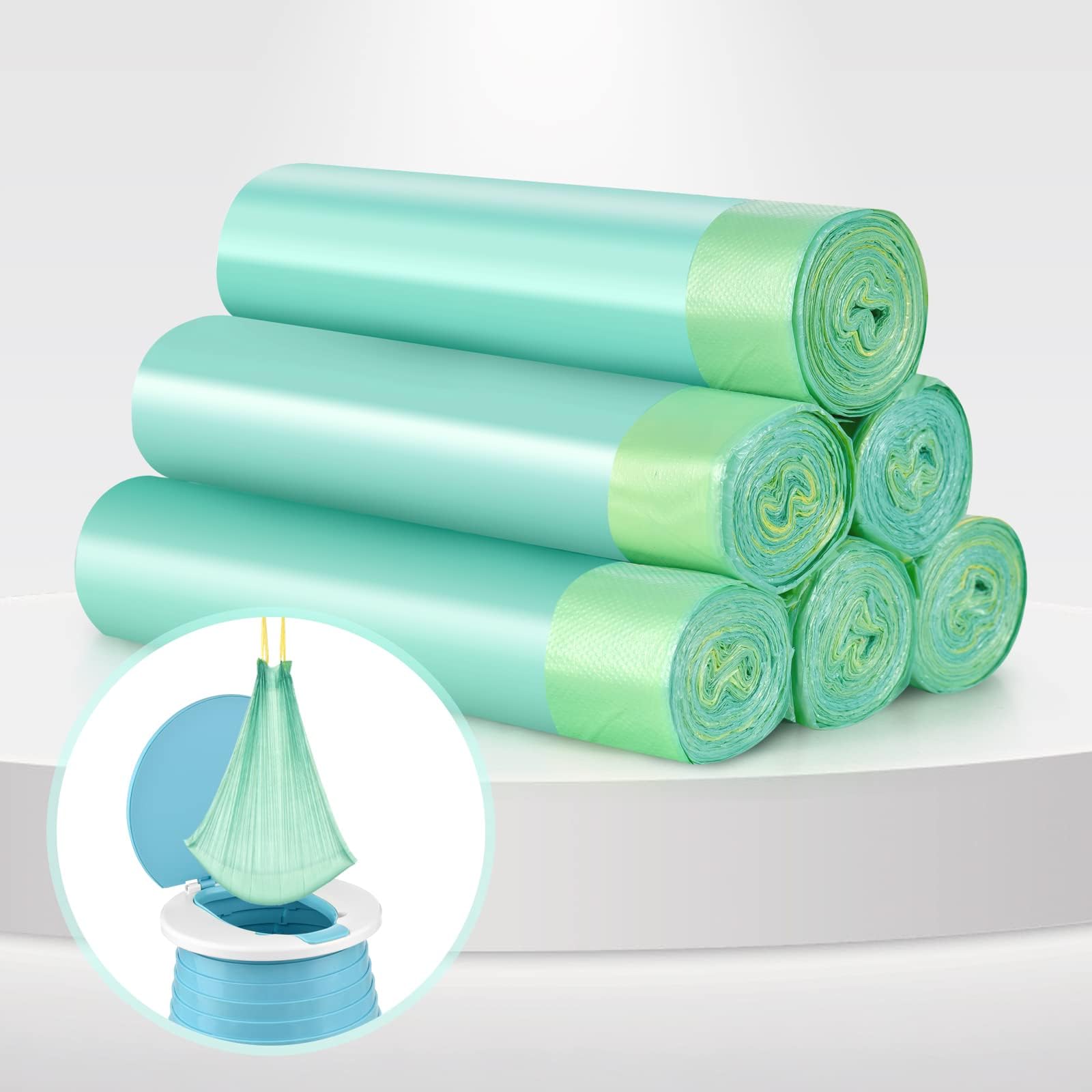 Portable Travel Potty Chair Liners Bags Universal with Drawstring for Toddler Potty Training Toilet Seat Disposable Cleaning Bag for Kids Toddler Adults Pet Outdoors-90 PCS(45 * 50CM) (Green)