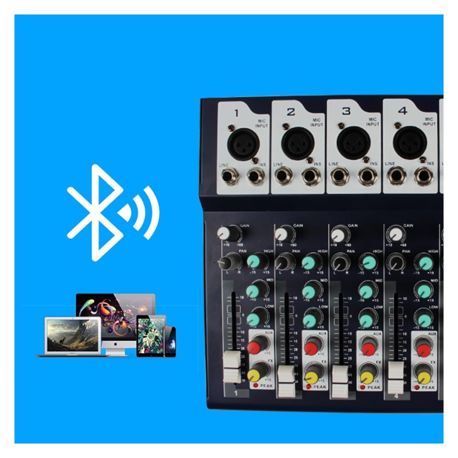 Mikser audio, Konsola miksująca Karta dźwiękowa BluetoothUSB Pro Sprzęt Mikser Profesjonalny cyfrowy przenośny konsument wideo do gitar, basu, klawiatur