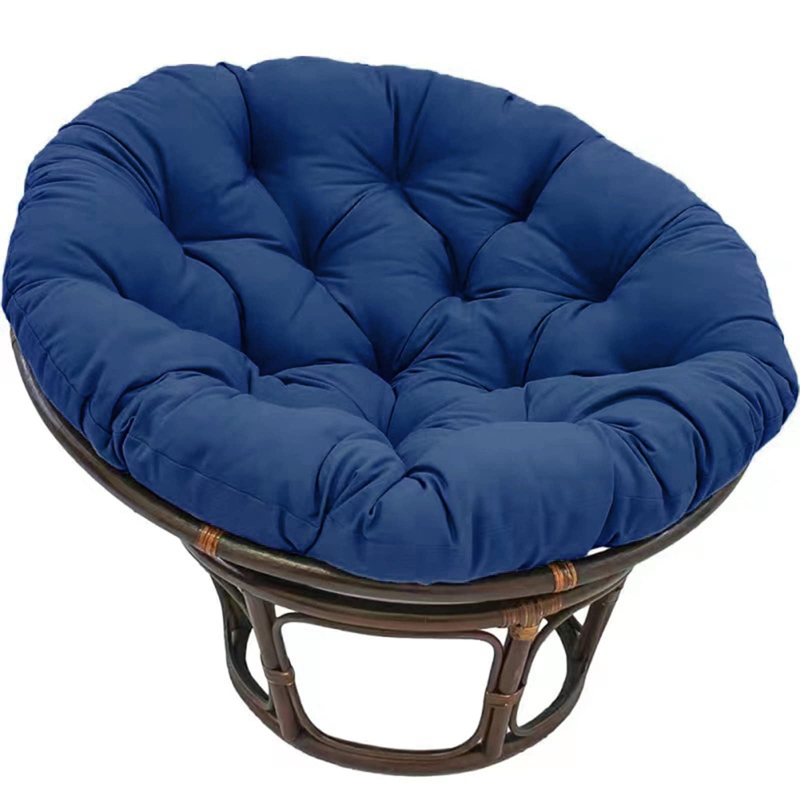 Cojín redondo para silla de huevo, grueso, suave, para soporte, silla colgante de ratán, perfecto para patio, dormitorio, balcón, color azul oscuro, 40 x 40 cm