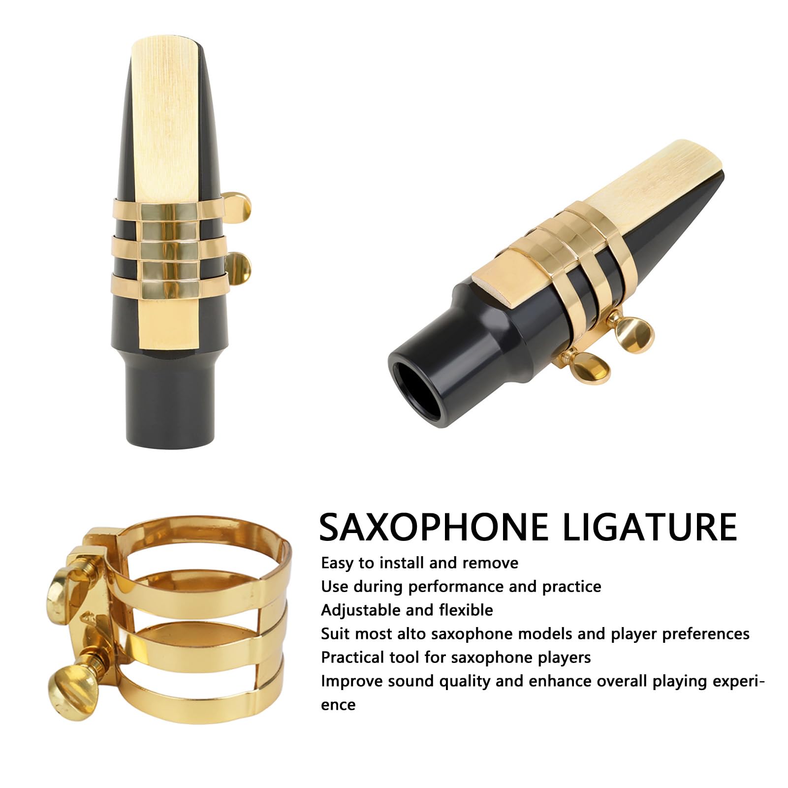 Legatura per Sassofono Contralto, Durevole ABS Bocchino per Legatura Chiusura per Sax Clip Accessori per Parti di Strumenti Musicali