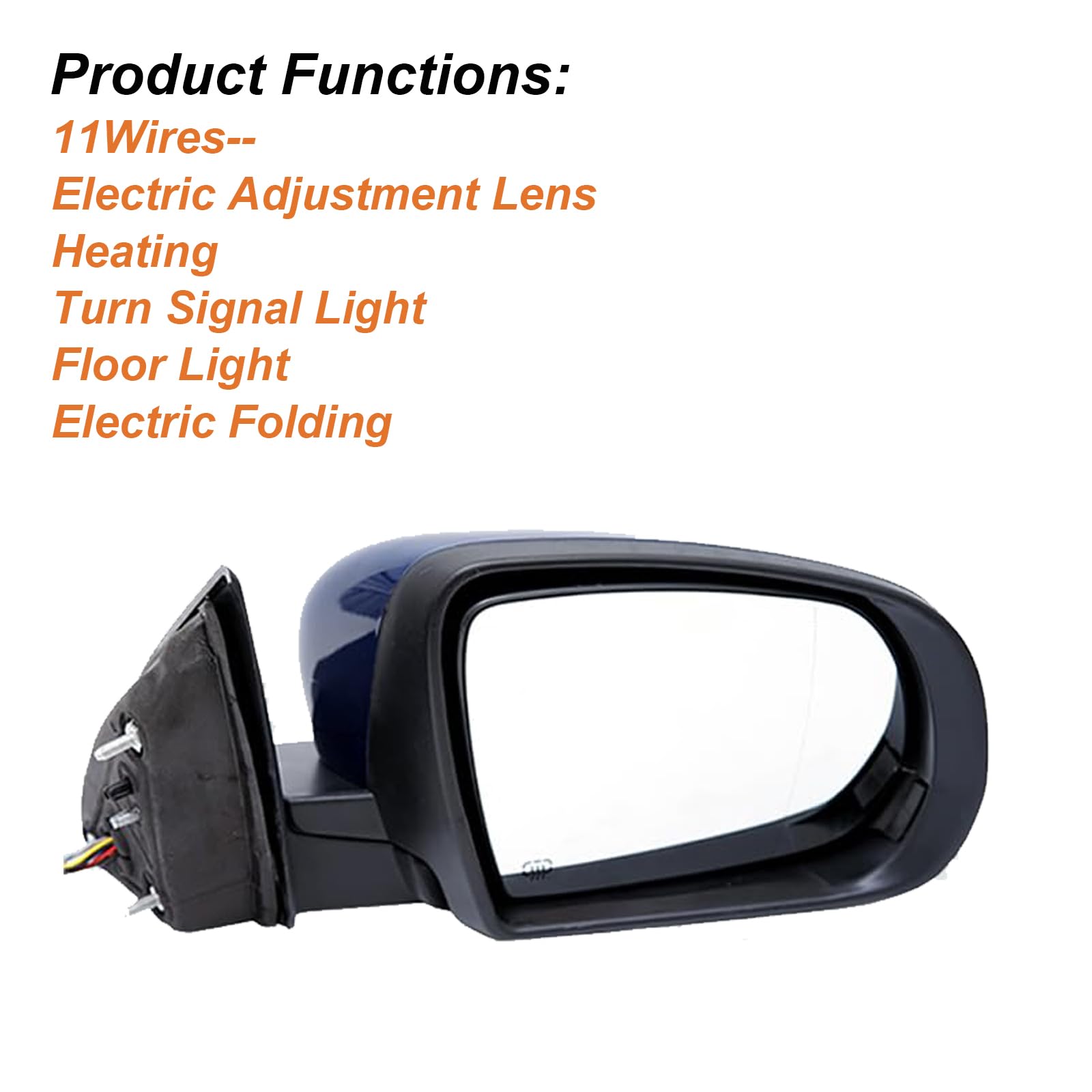 New Premium Passenger Side Door Mirror Power Heated Not Painted 1VF36TZZAD